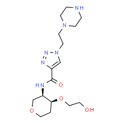 ChemSpider 2D Image | 1,5-Anhydro-2,4-dideoxy-3-O-(2-hydroxyethyl)-4-[({1-[2-(1-piperazinyl)ethyl]-1H-1,2,3-triazol-4-yl}carbonyl)amino]-D-erythro-pentitol | C16H28N6O4