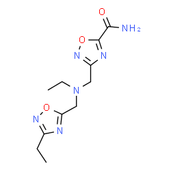 ChemSpider 2D Image | 3-({Ethyl[(3-ethyl-1,2,4-oxadiazol-5-yl)methyl]amino}methyl)-1,2,4-oxadiazole-5-carboxamide | C11H16N6O3