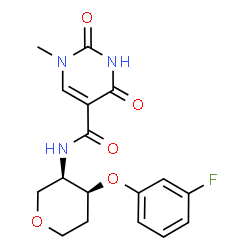 ChemSpider 2D Image | 1,5-Anhydro-2,4-dideoxy-3-O-(3-fluorophenyl)-4-{[(1-methyl-2,4-dioxo-1,2,3,4-tetrahydro-5-pyrimidinyl)carbonyl]amino}-D-erythro-pentitol | C17H18FN3O5