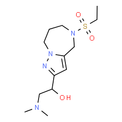 ChemSpider 2D Image | 2-(Dimethylamino)-1-[5-(ethylsulfonyl)-5,6,7,8-tetrahydro-4H-pyrazolo[1,5-a][1,4]diazepin-2-yl]ethanol | C13H24N4O3S