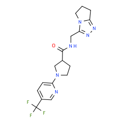 ChemSpider 2D Image | N-(6,7-Dihydro-5H-pyrrolo[2,1-c][1,2,4]triazol-3-ylmethyl)-1-[5-(trifluoromethyl)-2-pyridinyl]-3-pyrrolidinecarboxamide | C17H19F3N6O