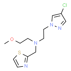 ChemSpider 2D Image | 2-(4-Chloro-1H-pyrazol-1-yl)-N-(2-methoxyethyl)-N-(1,3-thiazol-2-ylmethyl)ethanamine | C12H17ClN4OS