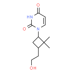 ChemSpider 2D Image | 1-[3-(2-Hydroxyethyl)-2,2-dimethylcyclobutyl]-2,4(1H,3H)-pyrimidinedione | C12H18N2O3