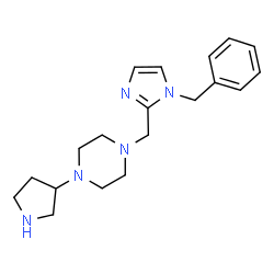 ChemSpider 2D Image | 1-[(1-Benzyl-1H-imidazol-2-yl)methyl]-4-(3-pyrrolidinyl)piperazine | C19H27N5