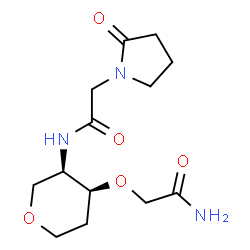 ChemSpider 2D Image | 3-O-(2-Amino-2-oxoethyl)-1,5-anhydro-2,4-dideoxy-4-{[(2-oxo-1-pyrrolidinyl)acetyl]amino}-D-erythro-pentitol | C13H21N3O5
