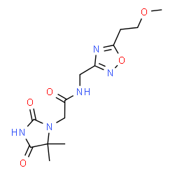 ChemSpider 2D Image | 2-(5,5-Dimethyl-2,4-dioxo-1-imidazolidinyl)-N-{[5-(2-methoxyethyl)-1,2,4-oxadiazol-3-yl]methyl}acetamide | C13H19N5O5