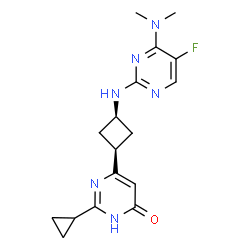 ChemSpider 2D Image | 2-Cyclopropyl-6-(cis-3-{[4-(dimethylamino)-5-fluoro-2-pyrimidinyl]amino}cyclobutyl)-4(3H)-pyrimidinone | C17H21FN6O