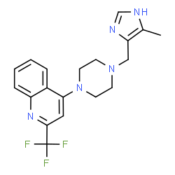 ChemSpider 2D Image | 4-{4-[(5-Methyl-1H-imidazol-4-yl)methyl]-1-piperazinyl}-2-(trifluoromethyl)quinoline | C19H20F3N5