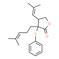 ChemSpider 2D Image | 3-(4-Methyl-3-penten-1-yl)-4-(2-methyl-1-propen-1-yl)-3-(phenylsulfanyl)dihydro-2(3H)-furanone | C20H26O2S