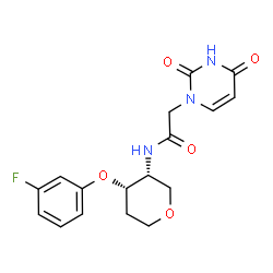ChemSpider 2D Image | 1,5-Anhydro-2,4-dideoxy-4-{[(2,4-dioxo-3,4-dihydro-1(2H)-pyrimidinyl)acetyl]amino}-3-O-(3-fluorophenyl)-D-erythro-pentitol | C17H18FN3O5