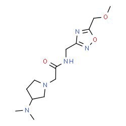 ChemSpider 2D Image | 2-[3-(Dimethylamino)-1-pyrrolidinyl]-N-{[5-(methoxymethyl)-1,2,4-oxadiazol-3-yl]methyl}acetamide | C13H23N5O3