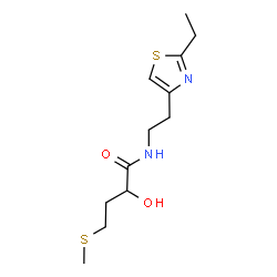 ChemSpider 2D Image | N-[2-(2-Ethyl-1,3-thiazol-4-yl)ethyl]-2-hydroxy-4-(methylsulfanyl)butanamide | C12H20N2O2S2