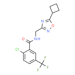 ChemSpider 2D Image | 2-Chloro-N-[(5-cyclobutyl-1,2,4-oxadiazol-3-yl)methyl]-5-(trifluoromethyl)benzamide | C15H13ClF3N3O2