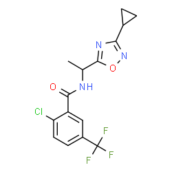 ChemSpider 2D Image | 2-Chloro-N-[1-(3-cyclopropyl-1,2,4-oxadiazol-5-yl)ethyl]-5-(trifluoromethyl)benzamide | C15H13ClF3N3O2