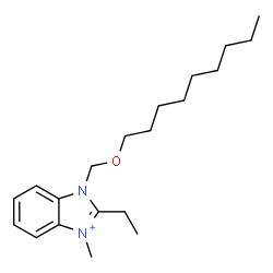 ChemSpider 2D Image | 2-Ethyl-3-methyl-1-[(nonyloxy)methyl]-1H-benzimidazol-3-ium | C20H33N2O