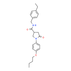 ChemSpider 2D Image | 1-(4-Butoxyphenyl)-N-(4-ethylbenzyl)-5-oxo-3-pyrrolidinecarboxamide | C24H30N2O3