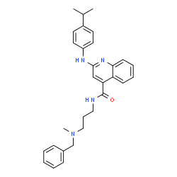 ChemSpider 2D Image | N-{3-[Benzyl(methyl)amino]propyl}-2-[(4-isopropylphenyl)amino]-4-quinolinecarboxamide | C30H34N4O