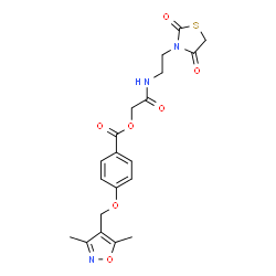 ChemSpider 2D Image | 2-{[2-(2,4-Dioxo-1,3-thiazolidin-3-yl)ethyl]amino}-2-oxoethyl 4-[(3,5-dimethyl-1,2-oxazol-4-yl)methoxy]benzoate | C20H21N3O7S