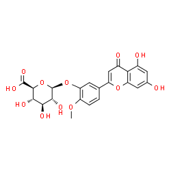 ChemSpider 2D Image | 5-(5,7-Dihydroxy-4-oxo-4H-chromen-2-yl)-2-methoxyphenyl beta-D-glucopyranosiduronic acid | C22H20O12