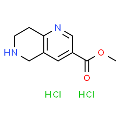 ChemSpider 2D Image | Methyl 5,6,7,8-tetrahydro-1,6-naphthyridine-3-carboxylate dihydrochloride | C10H14Cl2N2O2