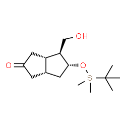 ChemSpider 2D Image | (3aS,4S,5R,6aR)-5-{[Dimethyl(2-methyl-2-propanyl)silyl]oxy}-4-(hydroxymethyl)hexahydro-2(1H)-pentalenone | C15H28O3Si