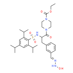 ChemSpider 2D Image | Ethyl 4-{3-[(E)-(hydroxyhydrazono)methyl]-N-[(2,4,6-triisopropylphenyl)sulfonyl]phenylalanyl}-1-piperazinecarboxylate | C32H47N5O6S
