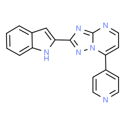 ChemSpider 2D Image | 2-(1H-Indol-2-yl)-7-(4-pyridinyl)[1,2,4]triazolo[1,5-a]pyrimidine | C18H12N6
