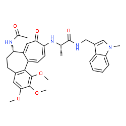 ChemSpider 2D Image | N~2~-[(7S)-7-Acetamido-1,2,3-trimethoxy-9-oxo-5,6,7,9-tetrahydrobenzo[a]heptalen-10-yl]-N-[(1-methyl-1H-indol-3-yl)methyl]-L-alaninamide | C34H38N4O6