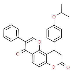ChemSpider 2D Image | 10-(4-Isopropoxyphenyl)-3-phenyl-9,10-dihydro-4H,8H-pyrano[2,3-f]chromene-4,8-dione | C27H22O5