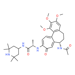 ChemSpider 2D Image | N~2~-[(7S)-7-Acetamido-1,2,3-trimethoxy-9-oxo-5,6,7,9-tetrahydrobenzo[a]heptalen-10-yl]-N-(2,2,6,6-tetramethyl-4-piperidinyl)-L-alaninamide | C33H46N4O6