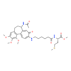 ChemSpider 2D Image | Methyl N-(6-{[(7S)-7-acetamido-1,2,3-trimethoxy-9-oxo-5,6,7,9-tetrahydrobenzo[a]heptalen-10-yl]amino}hexanoyl)-L-methioninate | C33H45N3O8S