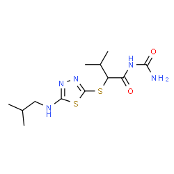 ChemSpider 2D Image | N-Carbamoyl-2-{[5-(isobutylamino)-1,3,4-thiadiazol-2-yl]sulfanyl}-3-methylbutanamide | C12H21N5O2S2