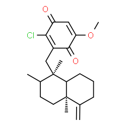 ChemSpider 2D Image | 2-Chloro-5-methoxy-3-{[(1R,4aS)-1,2,4a-trimethyl-5-methylenedecahydro-1-naphthalenyl]methyl}-1,4-benzoquinone | C22H29ClO3