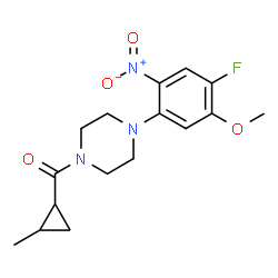 ChemSpider 2D Image | [4-(4-Fluoro-5-methoxy-2-nitrophenyl)-1-piperazinyl](2-methylcyclopropyl)methanone | C16H20FN3O4