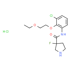 ChemSpider 2D Image | N-[3-Chloro-2-(2-ethoxyethoxy)phenyl]-3-fluoro-3-pyrrolidinecarboxamide hydrochloride (1:1) | C15H21Cl2FN2O3