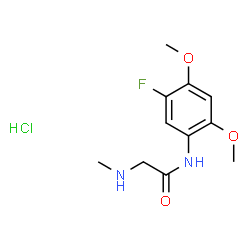 ChemSpider 2D Image | N-(5-Fluoro-2,4-dimethoxyphenyl)-N~2~-methylglycinamide hydrochloride (1:1) | C11H16ClFN2O3