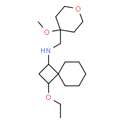 ChemSpider 2D Image | 3-Ethoxy-N-[(4-methoxytetrahydro-2H-pyran-4-yl)methyl]spiro[3.5]nonan-1-amine | C18H33NO3