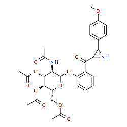 ChemSpider 2D Image | 2-{[3-(4-Methoxyphenyl)-2-aziridinyl]carbonyl}phenyl 2-acetamido-3,4,6-tri-O-acetyl-2-deoxy-beta-D-glucopyranoside | C30H34N2O11