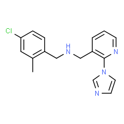 ChemSpider 2D Image | 1-(4-Chloro-2-methylphenyl)-N-{[2-(1H-imidazol-1-yl)-3-pyridinyl]methyl}methanamine | C17H17ClN4