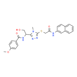 ChemSpider 2D Image | N-[2-Hydroxy-1-(4-methyl-5-{[2-(2-naphthylamino)-2-oxoethyl]sulfanyl}-4H-1,2,4-triazol-3-yl)ethyl]-4-methoxybenzamide | C25H25N5O4S