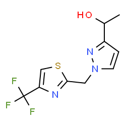 ChemSpider 2D Image | 1-(1-{[4-(Trifluoromethyl)-1,3-thiazol-2-yl]methyl}-1H-pyrazol-3-yl)ethanol | C10H10F3N3OS