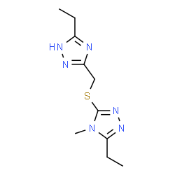 ChemSpider 2D Image | 5-Ethyl-3-{[(5-ethyl-4-methyl-4H-1,2,4-triazol-3-yl)sulfanyl]methyl}-1H-1,2,4-triazole | C10H16N6S