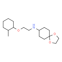 ChemSpider 2D Image | N-{2-[(2-Methylcyclohexyl)oxy]ethyl}-1,4-dioxaspiro[4.5]decan-8-amine | C17H31NO3