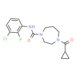 ChemSpider 2D Image | N-(3-Chloro-2-fluorophenyl)-4-(cyclopropylcarbonyl)-1,4-diazepane-1-carboxamide | C16H19ClFN3O2