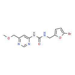 ChemSpider 2D Image | 1-[(5-Bromo-2-furyl)methyl]-3-[6-(methoxymethyl)-4-pyrimidinyl]urea | C12H13BrN4O3