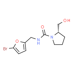 ChemSpider 2D Image | (2S)-N-[(5-Bromo-2-furyl)methyl]-2-(hydroxymethyl)-1-pyrrolidinecarboxamide | C11H15BrN2O3