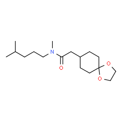 ChemSpider 2D Image | 2-(1,4-Dioxaspiro[4.5]dec-8-yl)-N-methyl-N-(4-methylpentyl)acetamide | C17H31NO3