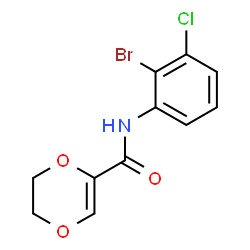 ChemSpider 2D Image | N-(2-Bromo-3-chlorophenyl)-5,6-dihydro-1,4-dioxine-2-carboxamide | C11H9BrClNO3