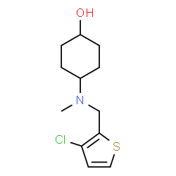 ChemSpider 2D Image | 4-{[(3-Chloro-2-thienyl)methyl](methyl)amino}cyclohexanol | C12H18ClNOS