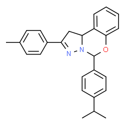 ChemSpider 2D Image | 5-(4-Isopropylphenyl)-2-(4-methylphenyl)-1,10b-dihydropyrazolo[1,5-c][1,3]benzoxazine | C26H26N2O
